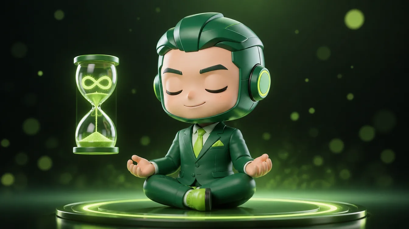 Fewpips mascot in a calm zen pose